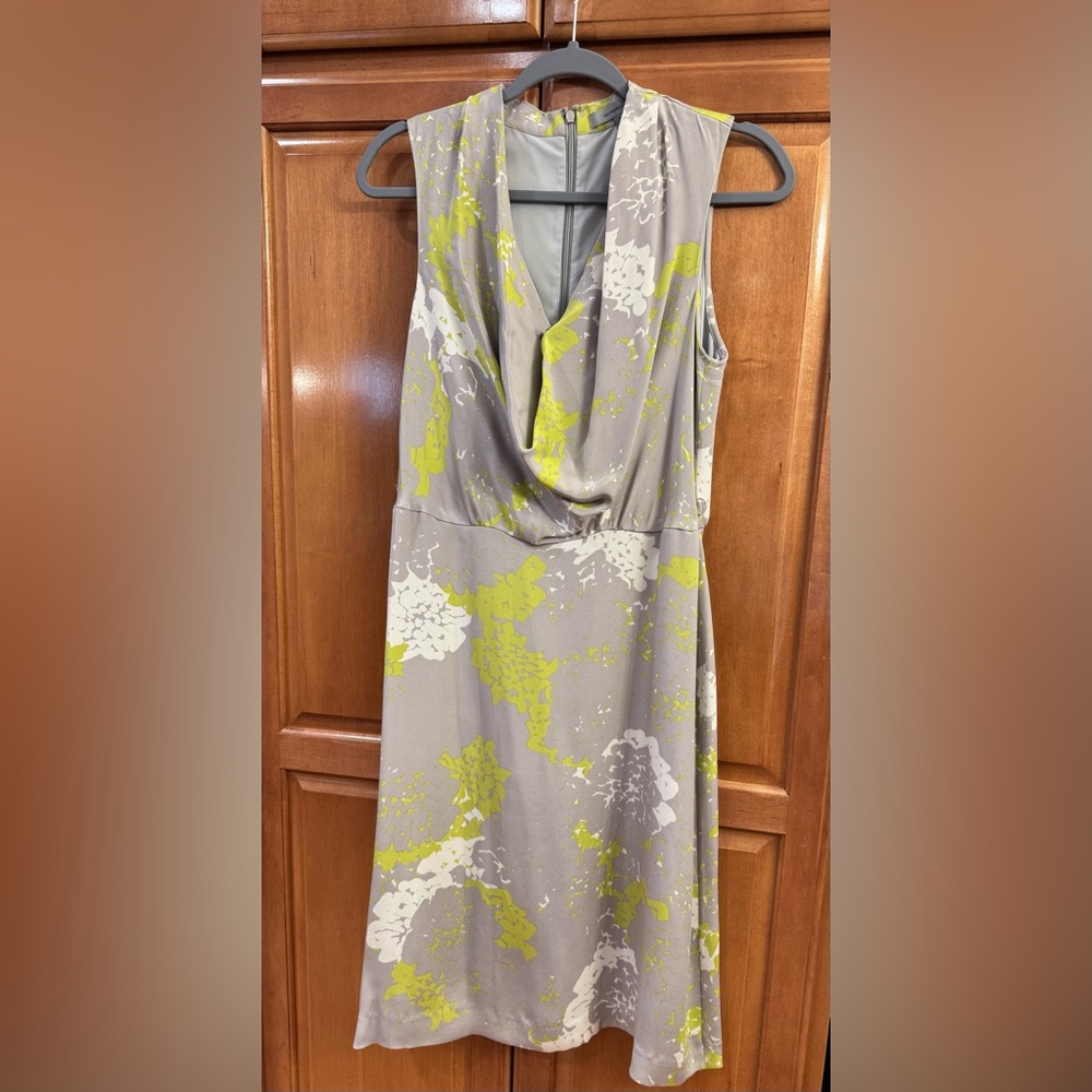 Elegant Gray and Yellow Floral Dress